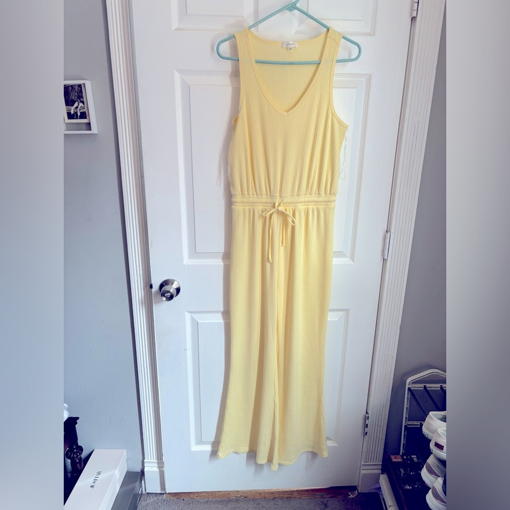 Yellow Sleeveless Jumpsuit with Flowing Silhouette